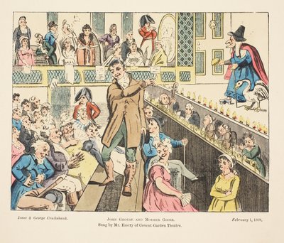 John Grouse en Moeder Gans, Gezongen door Mr Emery van Covent Garden, pub. 1808 door Isaac, Robert and George Cruikshank